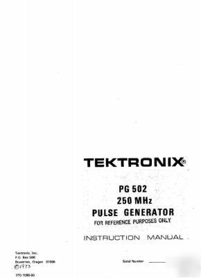 Tek tektronix PG502 pg 502 operation & service manual