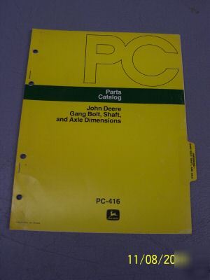 John deere parts catalog gang bolt shaft axle dimension