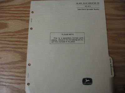 John deere 80A rear mounted balde parts catalog manual