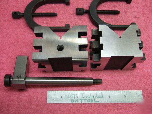 Starrett 568 v-blocks (2) w/clamps xlnt toolmaker 