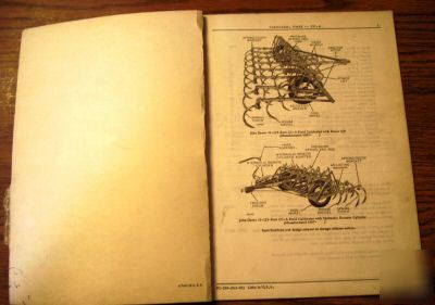 John deere cc-a field cultivator parts catalog book jd