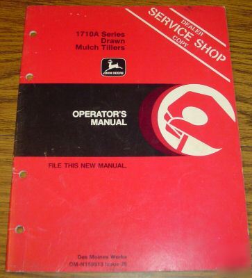 John deere 1710A mulch tiller operator's manual jd