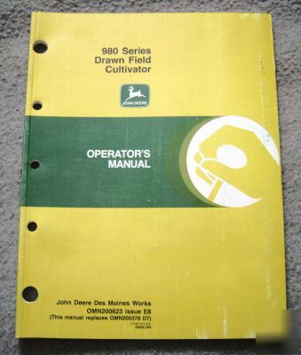 John deere 960 drawn field cultivator operator's manual