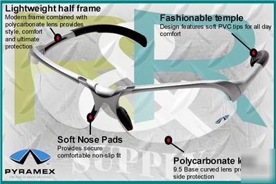 Pyramex accurist clear lens silver frame safety glasses