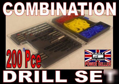 200 pce combination drill set wood masonry twist driver