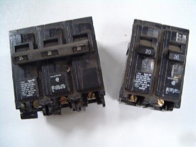 Lot of 2 siemens 2 & 3 pole breaker 20 amp cheap 