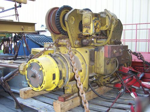 10 ton shepard niles wire rope hoist w/motorized trolle