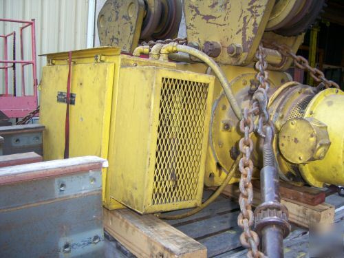 10 ton shepard niles wire rope hoist w/motorized trolle