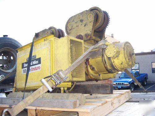 10 ton shepard niles wire rope hoist w/motorized trolle