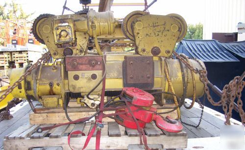 10 ton shepard niles wire rope hoist w/motorized trolle