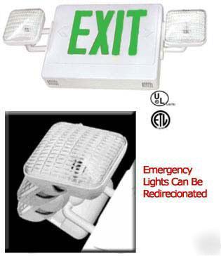 Lot 4 green combo led exit sign & emergency sign lights
