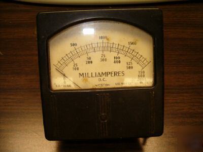 Pair of two weston electric milliamperes meters antique