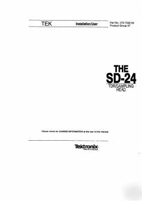 Tek tektronix SD24 sd-24 installation & user manual