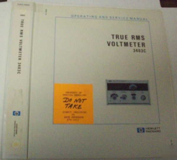 Hp 3403C true rms voltmeter operating & service manual