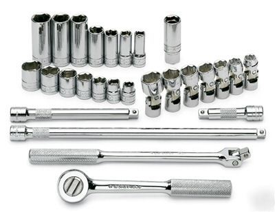 22PC 3/8IN. dr. sae std deep 6PT socket set -sk tools