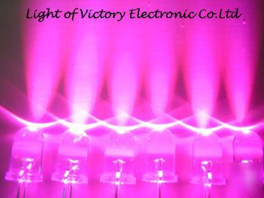 50 x 5MM pink led lamp 10,000MCD + 50 free resistor