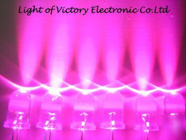 50 x 5MM pink led lamp 10,000MCD + 50 free resistor