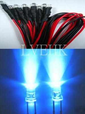 10PCS 12V dc super bright 3MM blue 13,000MCD led