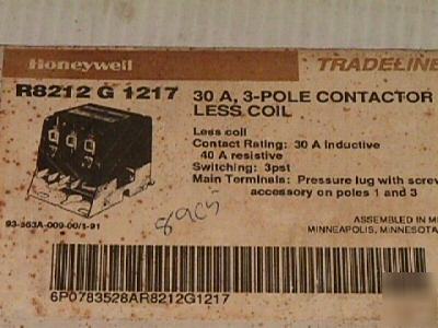 Honeywell R8212 g 1217 contactor 30A 3 pole hvac R8212G