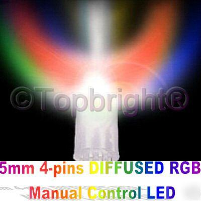 1000 pcs 5MM 8KMCD manual control diffused rgb led f/r
