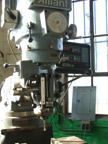 Alliant vertical milling machine dro's servo table feed