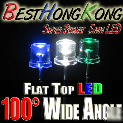 Blue led set of 100 super bright 5MM wide 100 deg f/r