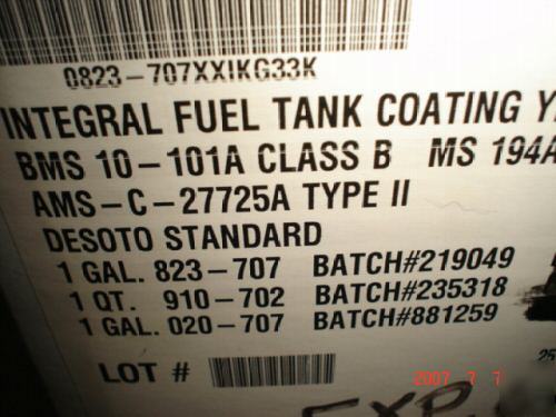 Ppg integral fuel tank coating 2 gal 1QT kit yellow