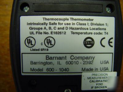 Barnant 600-1040 thermocouple thermometer