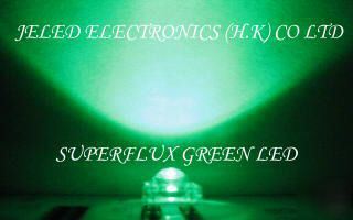 NEW1000X superflux green 5MM r/h ledlamp 15,000MCD f/s