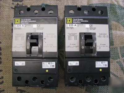 (2) KAL36225 square d 225A 600V 3P circuit breakers 
