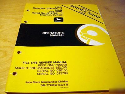 John deere 250G 300G 350G trimmer operator's manual jd