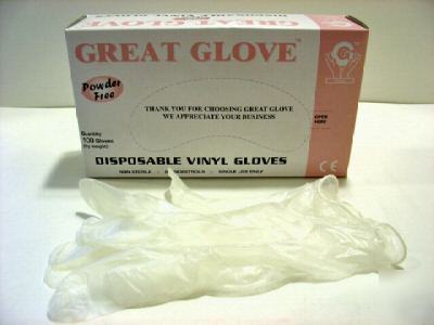 2 cases vinyl gloves, powder-free, pick your own size
