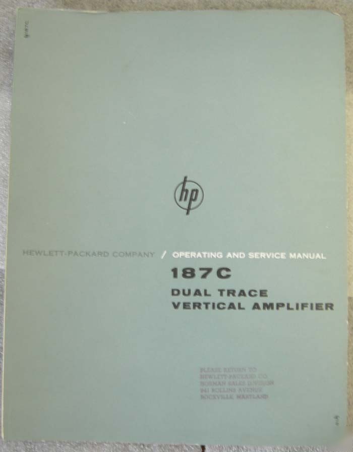 Hp 188A dual trace vertical amplifier manual