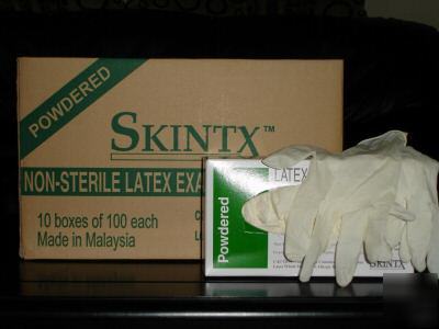 2 boxes of latex examination gloves lightly powder