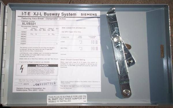 New siemens 3 pole bus way busway plug 30 amp 