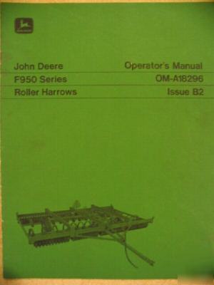 John deere F950 f 950 roller harrow operator manual