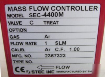 Stec mass flow controller sec-4400M 1 slm ar
