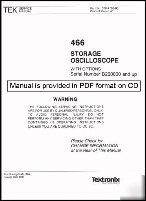 Tek tektronix 466 hi serial service & operation manual