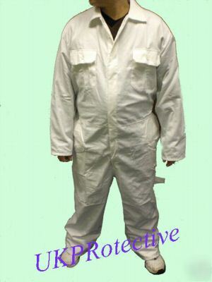White stud front boiler suit, overall, workwear - small