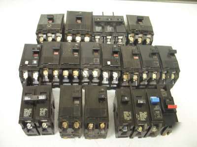 Square d 15 amp circuit breaker mixed lot of 20