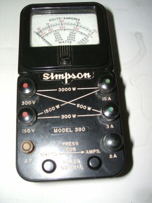 Simpson model 390 volt-amp-watt meter