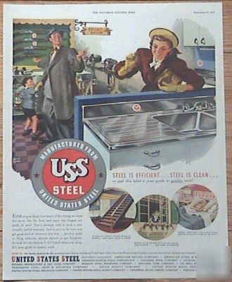 1947 united states steel kitchen sporting goods ad