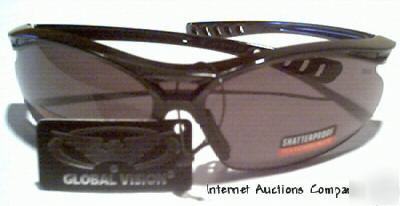 Competitor black safety glasses global vision smoked