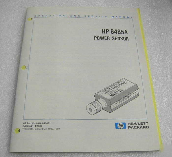 Hp 8485A power sensor operating and service manual