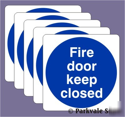 Pack of 5 100X100MM fire door keep closed signs - 0502R