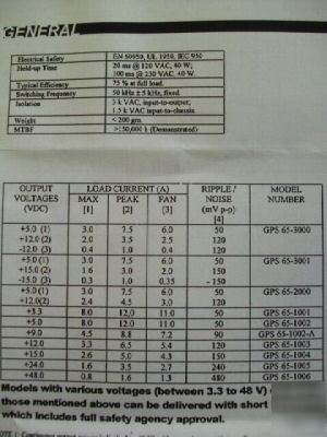 Cortech gps 65-3001 power supply