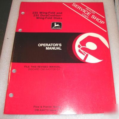 John deere 235 wing fold dura disk operator's manual