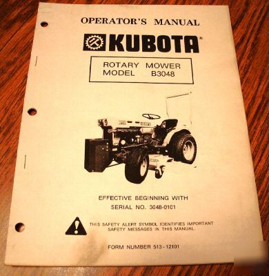 Kubota B3048 rotary mower operator's manual catalog