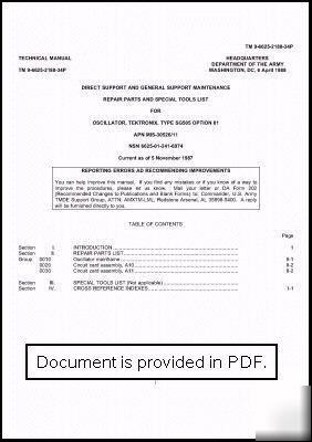 Tek tektronix SG505 option 01 maintenance repair manual