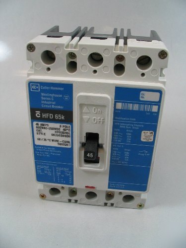 Cutler-hammer 45A 45 amp 600V 3P circuit breaker HFD65K